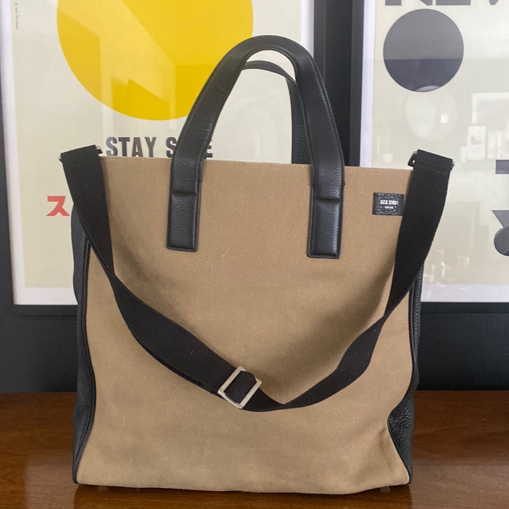 Jack spade industrial canvas and leather tote bag
